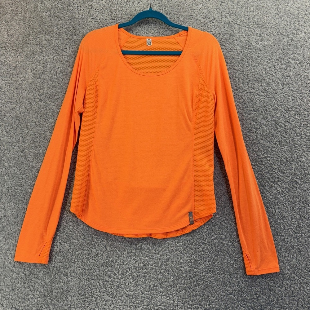 Under Armour Shirt Womens Small Orange Long Sleeve Running Reflective Top